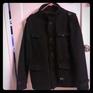 Krew denim black button and zip jacket.